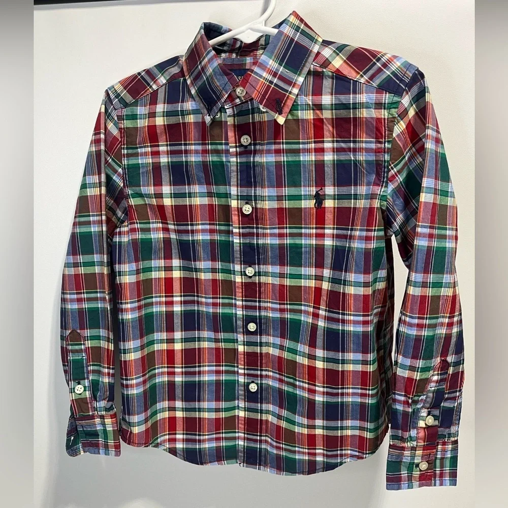 Ralph Lauren Boys Size 5 Plaid Shirt - Red, Green, Blue, Yellow